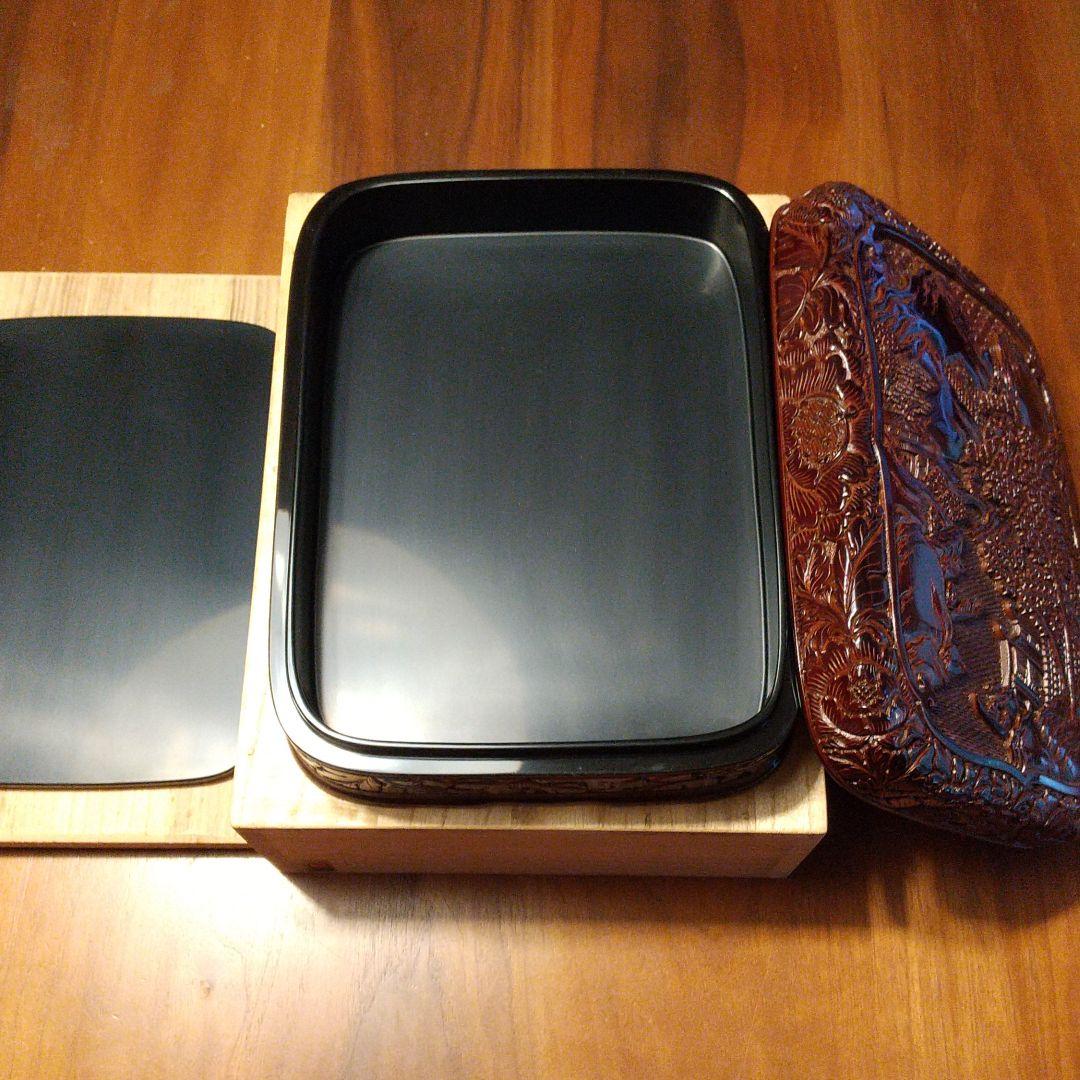 村上堆朱の 硯箱(山水の図)