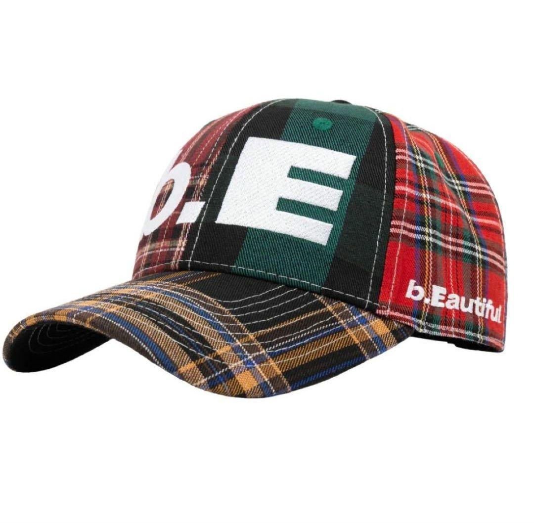b.Eautifulキャップ b.E Hat Blue Plaid Cap