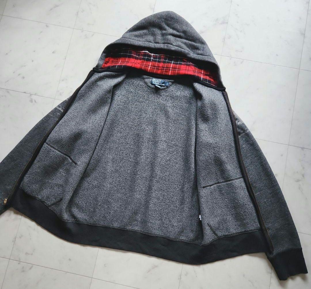 美品 ラルフローレン ジップパーカー ノルディック柄 グレー 裏地フリース Ｌ