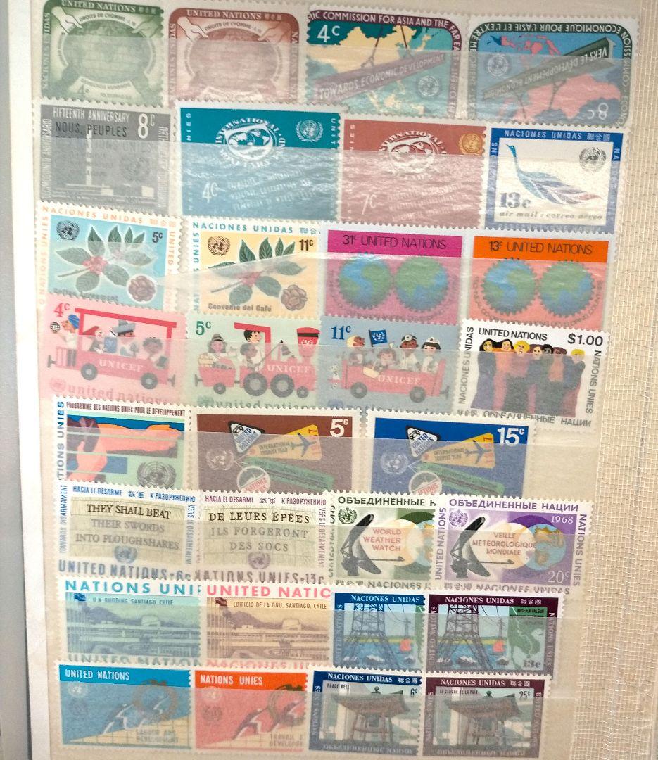 2253 外国切手 国連切手 大量まとめ16ぺ一ジ分全て未使用アルバム付き