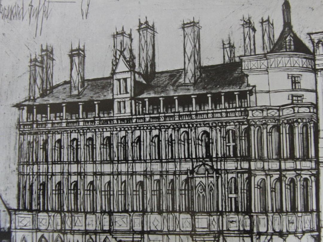 ベルナール・ビュッフェ「Chateau de　Blois」希少画集の額装画