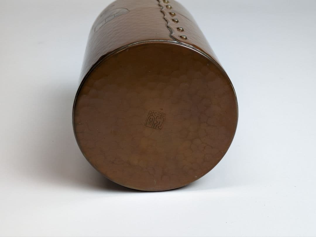 ◇玉川堂◇ ◆ 鎚起銅器 茶筒 急須台 茶箕 ◆ 共箱あり 葉文 茶さじ