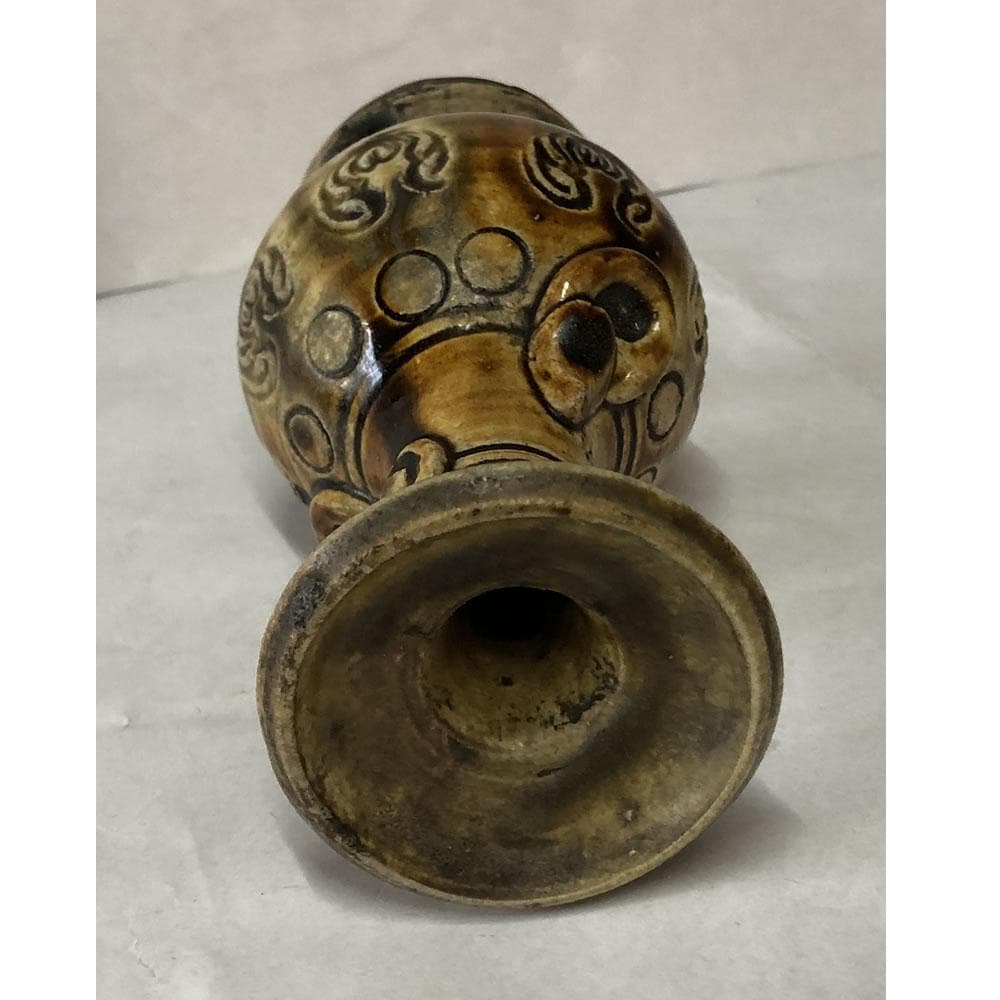 e2817 古瀬戸 尊式花入 高さ15.6 耳付花入 徳利 花入 花器 仏花器