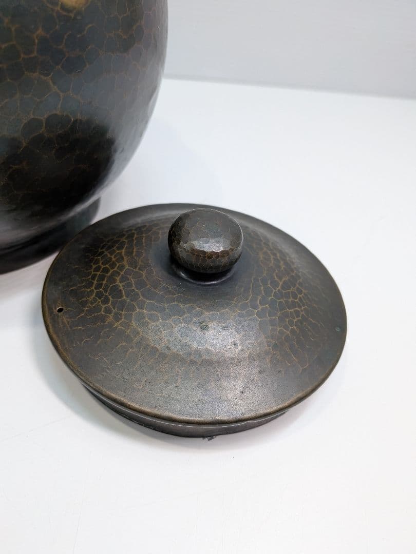 P987 希少 芳燕堂 鎚起銅器 銅瓶 手打ち 槌目 薬缶 昭和27年刻