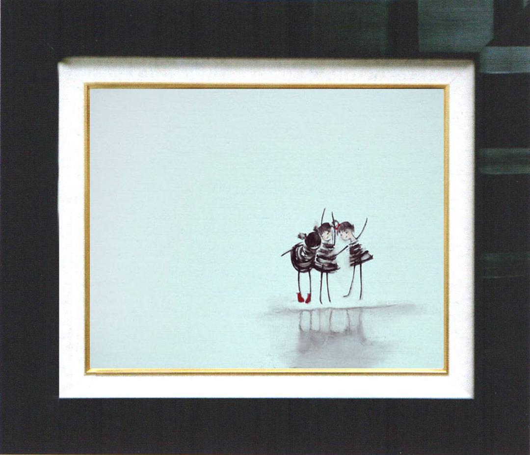 油絵 菅家令子 絵 絵画インテリア額付(銀) F4-081514人物 可愛い子供