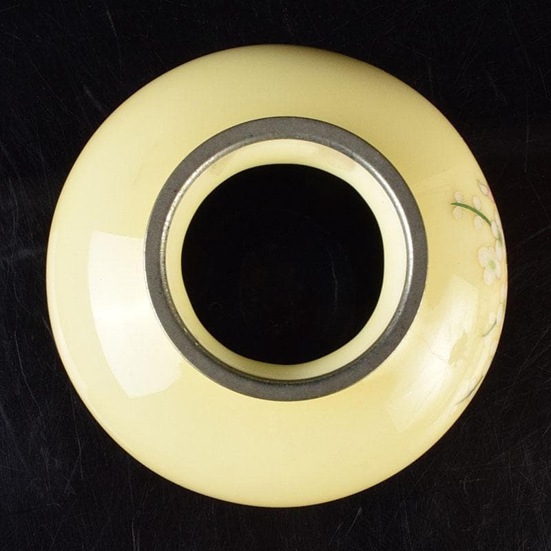 七宝焼　林武生作　黄地　四君子文　花瓶　共箱　M　R9341H