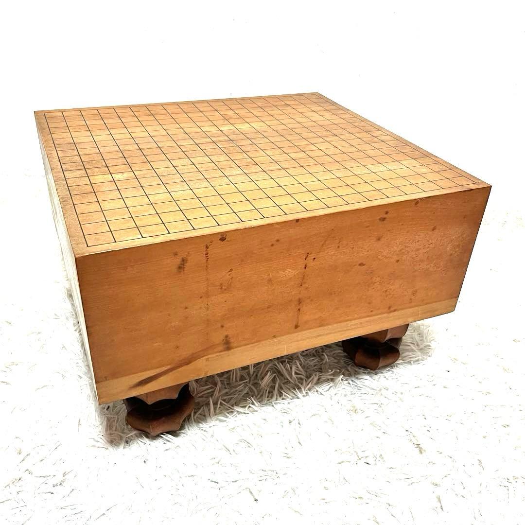 高級 囲碁盤 ケース付き 脚付き へそ有り 碁石セット 厚さ18㎝ 囲碁