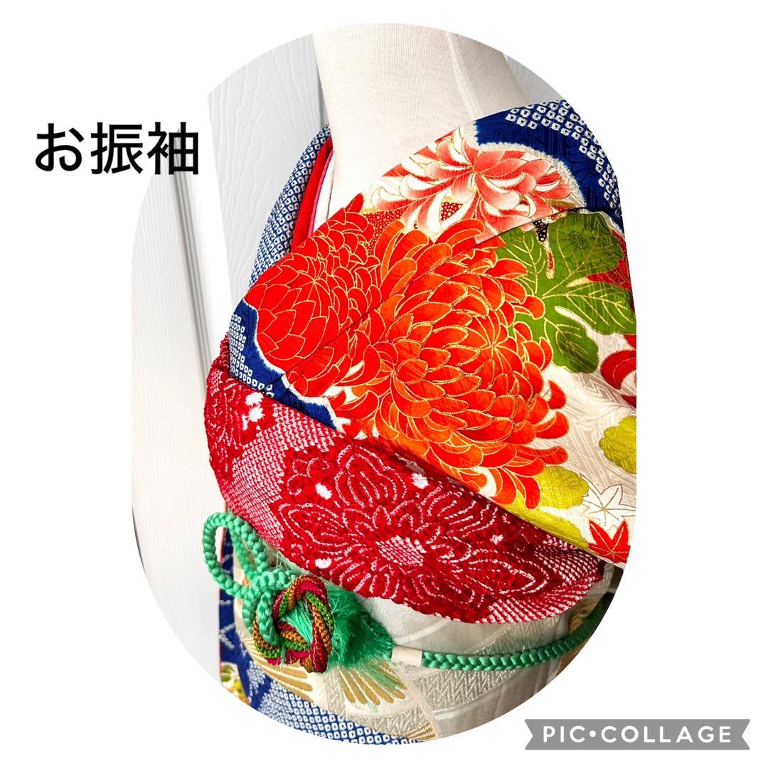 candy 豪華❣️可愛いお振袖です。正絹　合わせ襟　総絞り　紺