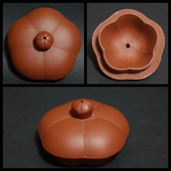 煎茶道具 唐物 朱泥 王暁勤製 在銘 瓜形紫砂壺(一対) 単孔朱泥急須茶器茶道具