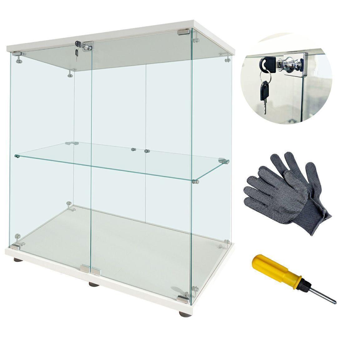 ガラスケース 2段両扉 コレクション フィギュア 棚 ショーケース 白 1997