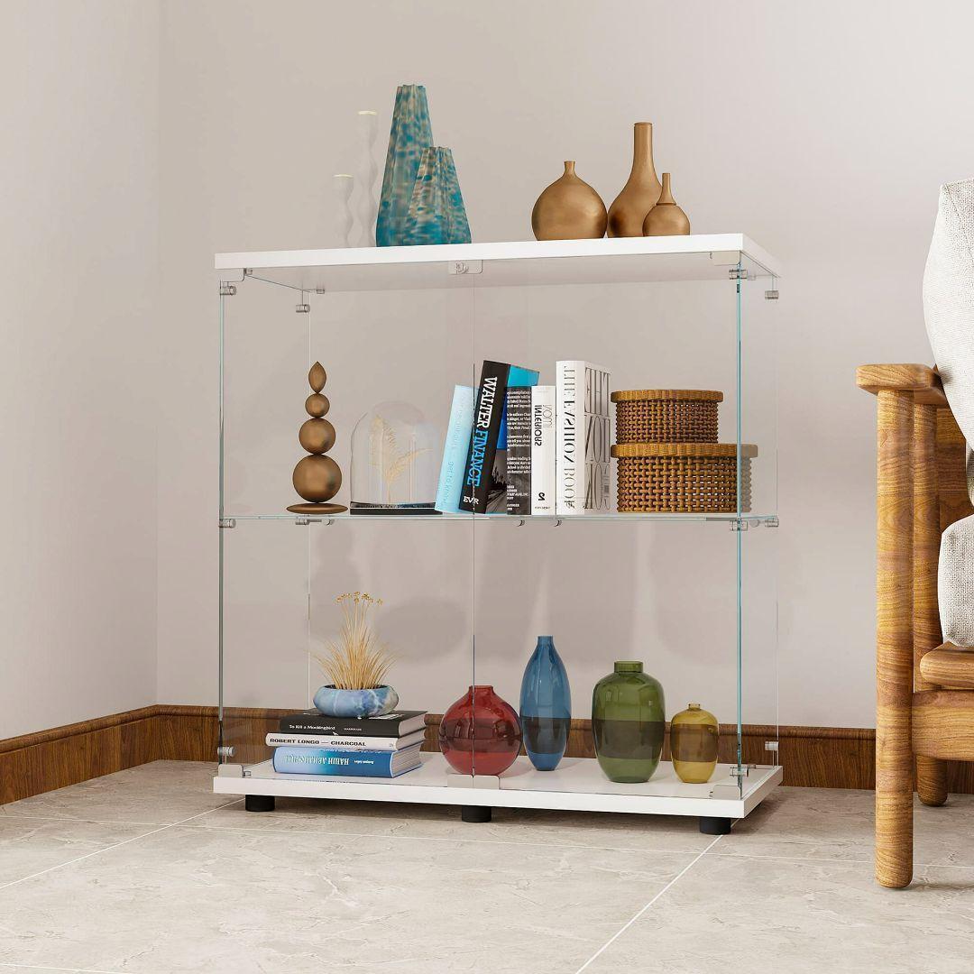 ガラスケース 2段両扉 コレクション フィギュア 棚 ショーケース 白 1997