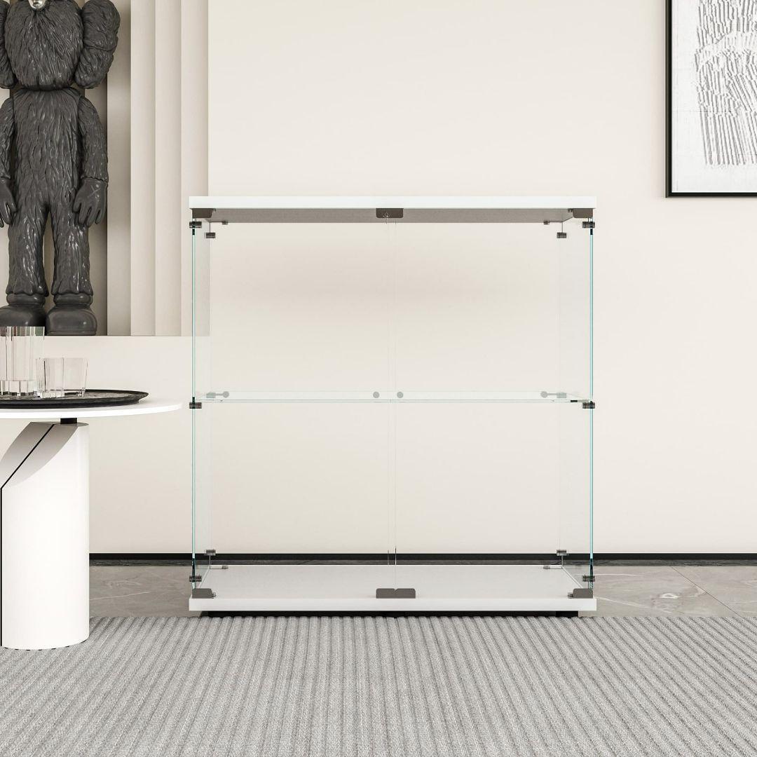 ガラスケース 2段両扉 コレクション フィギュア 棚 ショーケース 白 1997