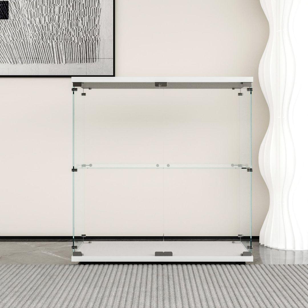 ガラスケース 2段両扉 コレクション フィギュア 棚 ショーケース 白 1997