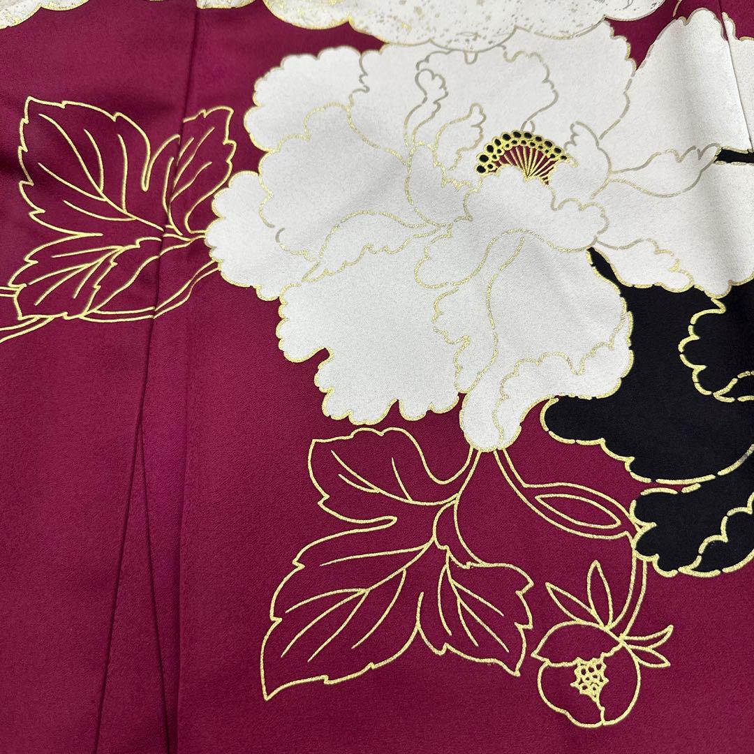 深紅 牡丹 金×黒×白 振袖