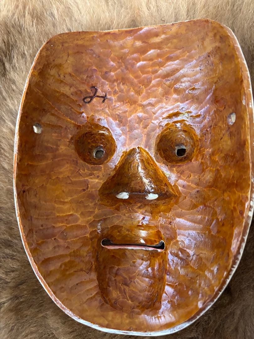 能面　木製　骨董　ビンテージ　Japan おかめ