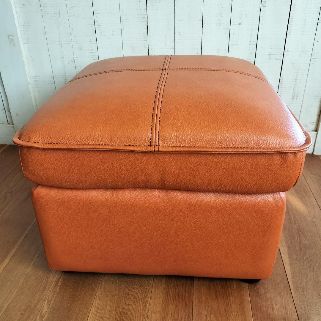 【美品✨】オットマン スツール 　ソファー　キャメル　本革+PVC生地