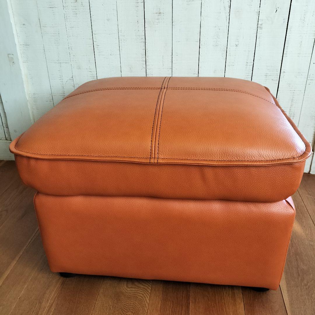【美品✨】オットマン スツール 　ソファー　キャメル　本革+PVC生地