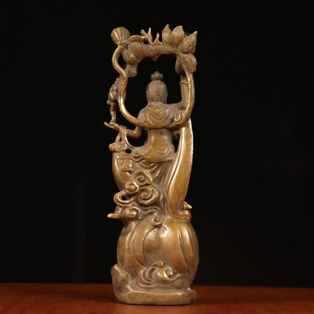 仏像 飛天蓮根観音菩薩 置物 観世音仏 装飾品 工芸品 美術品