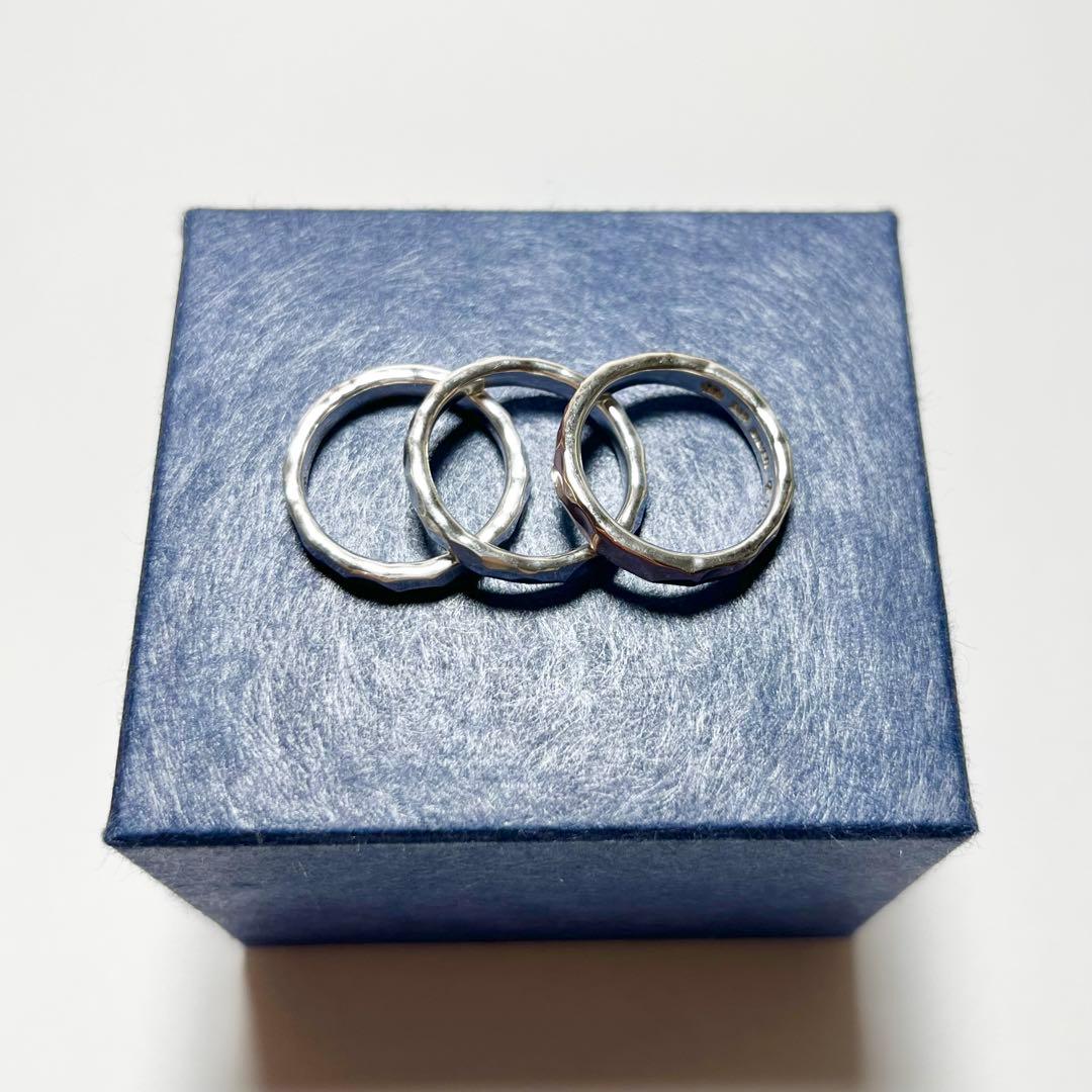 市松 3連リング K14 ローズレッド × シルバー 980 15号