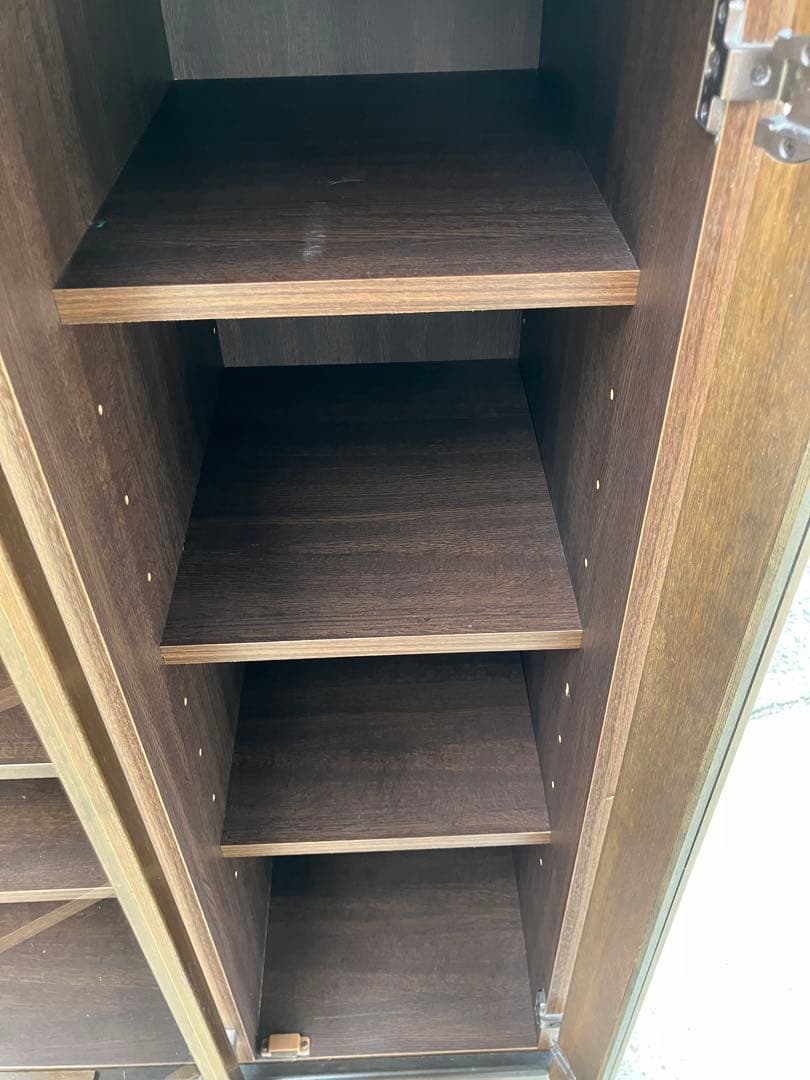 【ももゆき様】ガラス扉付き飾り棚 キャビネット ダークブラウン