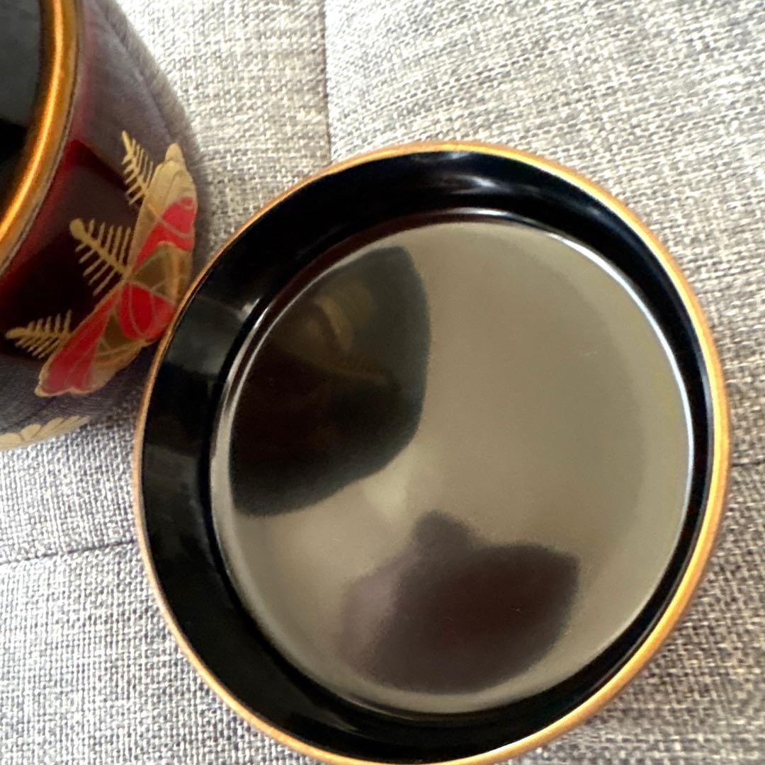 中棗　木製 木乾黒溜塗 二度塗り　菊桐