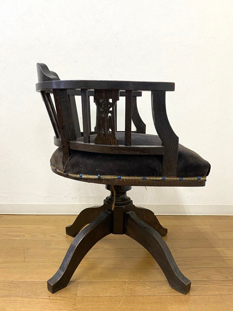 アンティーク レトロ ドクターチェア 回転椅子 ベロアシート当時物