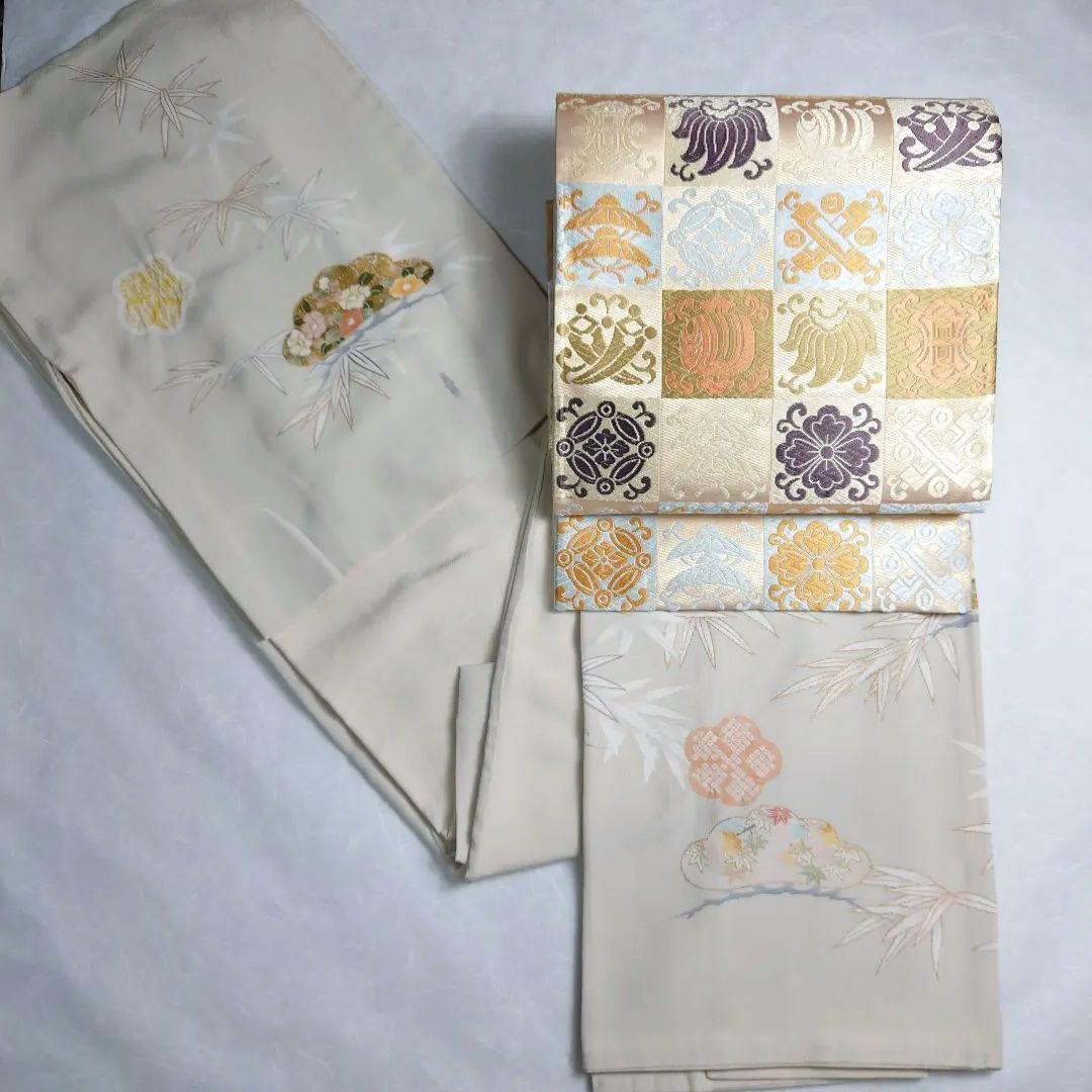 正絹 袋帯 六通柄 河合美術織物謹製 市松 宝づくし 極上 逸品 未使用品