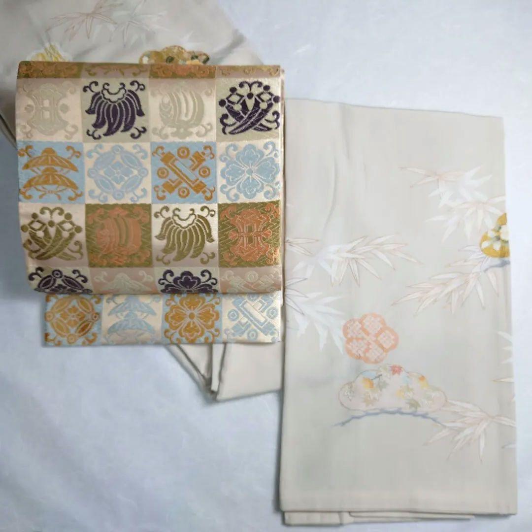 正絹 袋帯 六通柄 河合美術織物謹製 市松 宝づくし 極上 逸品 未使用品