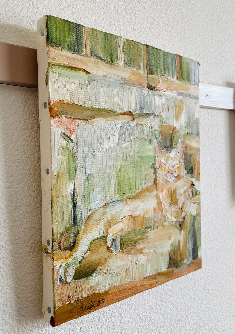 【原画・油絵】ねこ｜F3キャンバス｜2025年制作｜一点物｜額装イメージあり