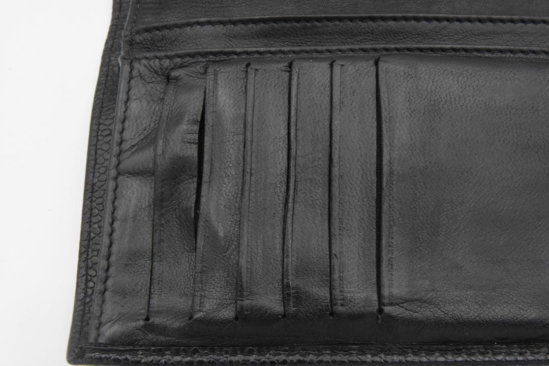 CHANEL ブラックレザー 三つ折り財布　キャビアスキンココマーク