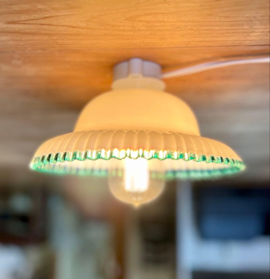 大正ロマン　ガラス電笠　古民家　古道具　アンティーク　照明　吹きガラス　レトロ