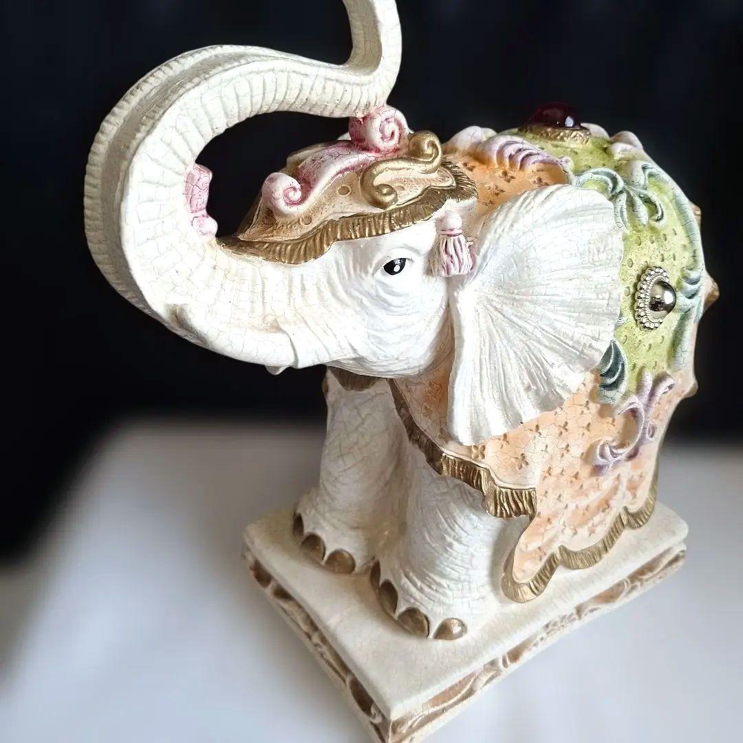 象の置物　2体セット　　陶器　オブジェ　運気上昇　インテリア　ヴィンテージ