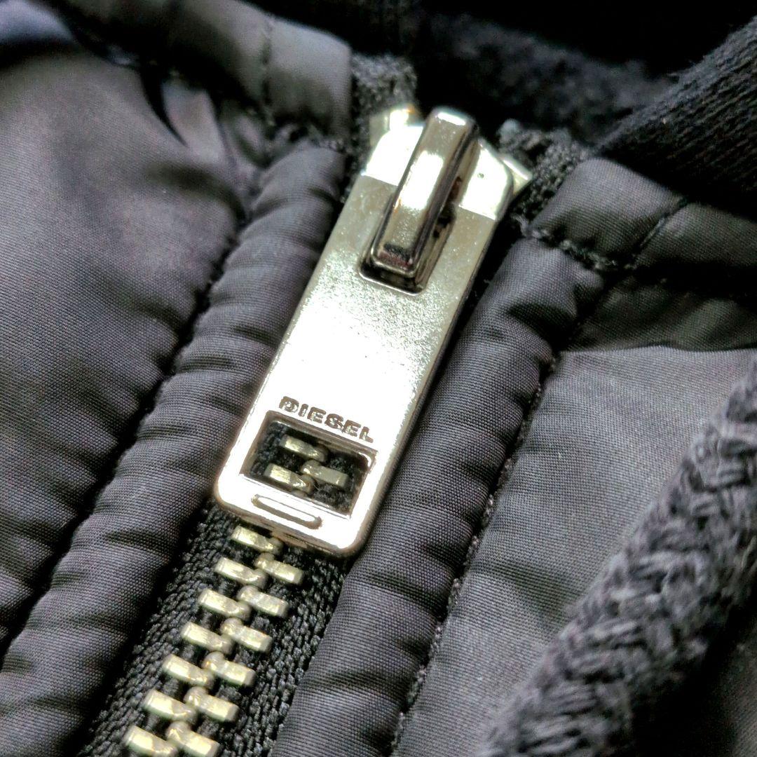 【大人気】DIESEL 異素材ミックス 切替 パーカー 中綿 S