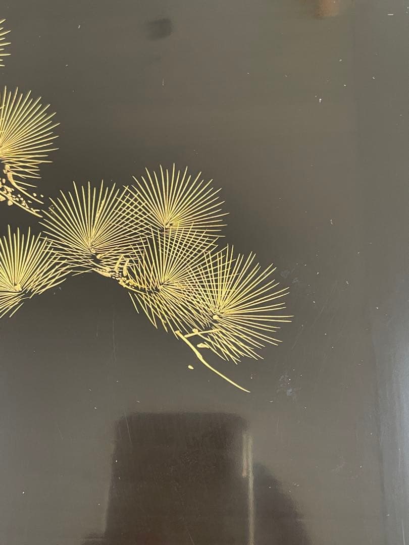 【現状品】輪島塗 漆器 黒 足付き膳 御膳 金彩 松 18客 レトロ 割烹屋