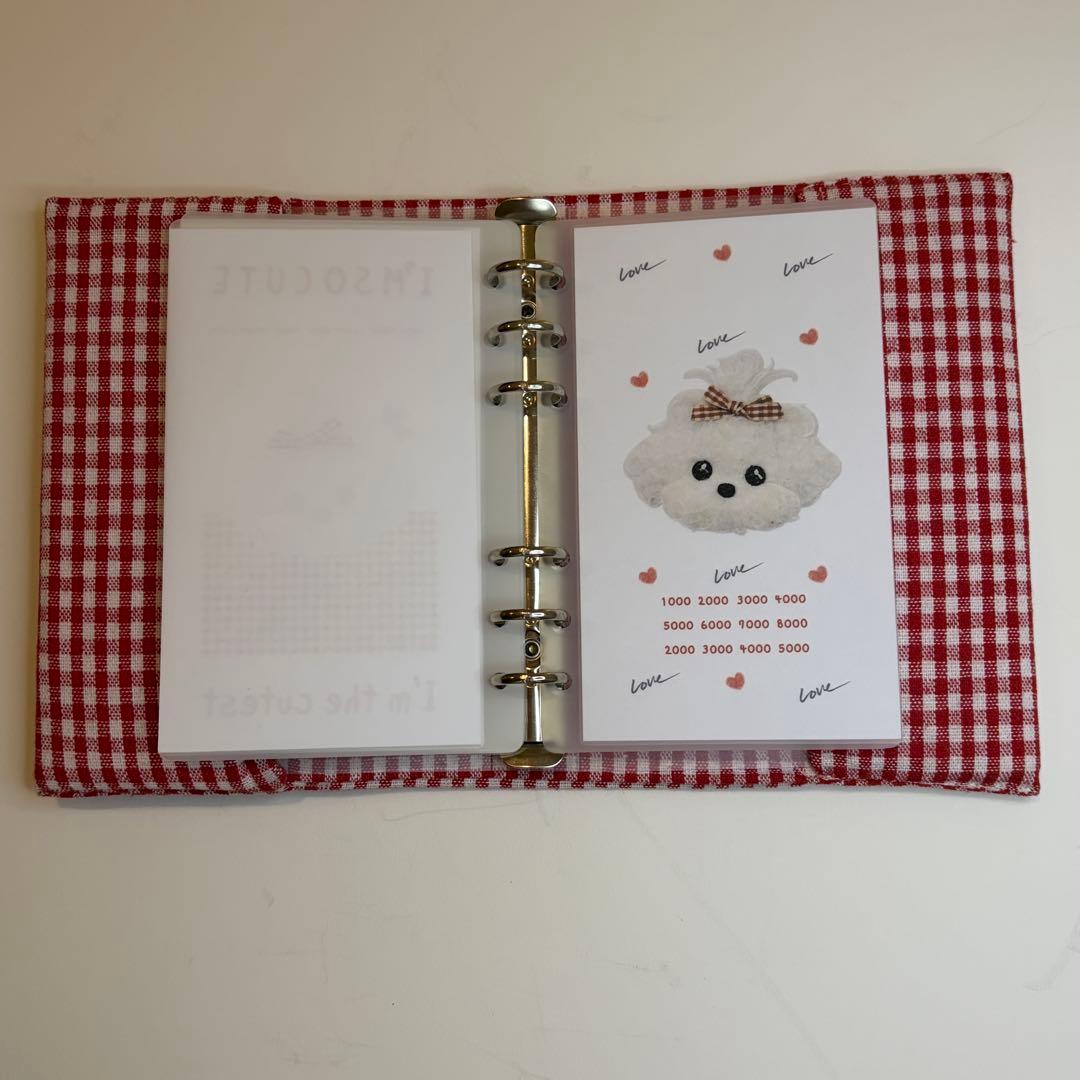 ふわふわわんちゃん　バインダーカバー　リフィルセット　A6 韓国　貯金