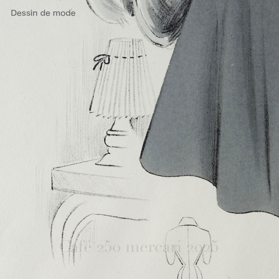 ビンテージ ファッションスタイル画　Dessin de mode