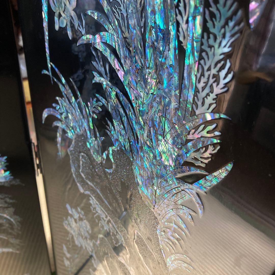 L*-様 豪華装飾 螺鈿 漆芸 衝立 天然木 パーテーション 高さ150cm 重