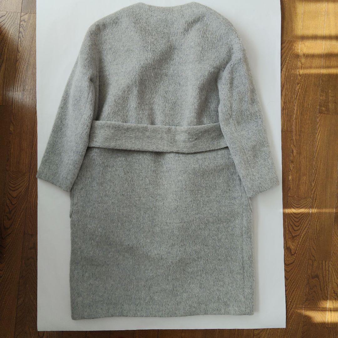 saqui グレー ノーカラーコート