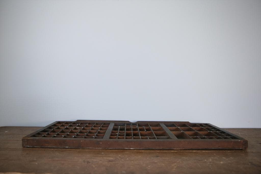 英国アンティーク木製プリンタトレイ/飾り棚/枡ケース/小物入れ(92-46-1)