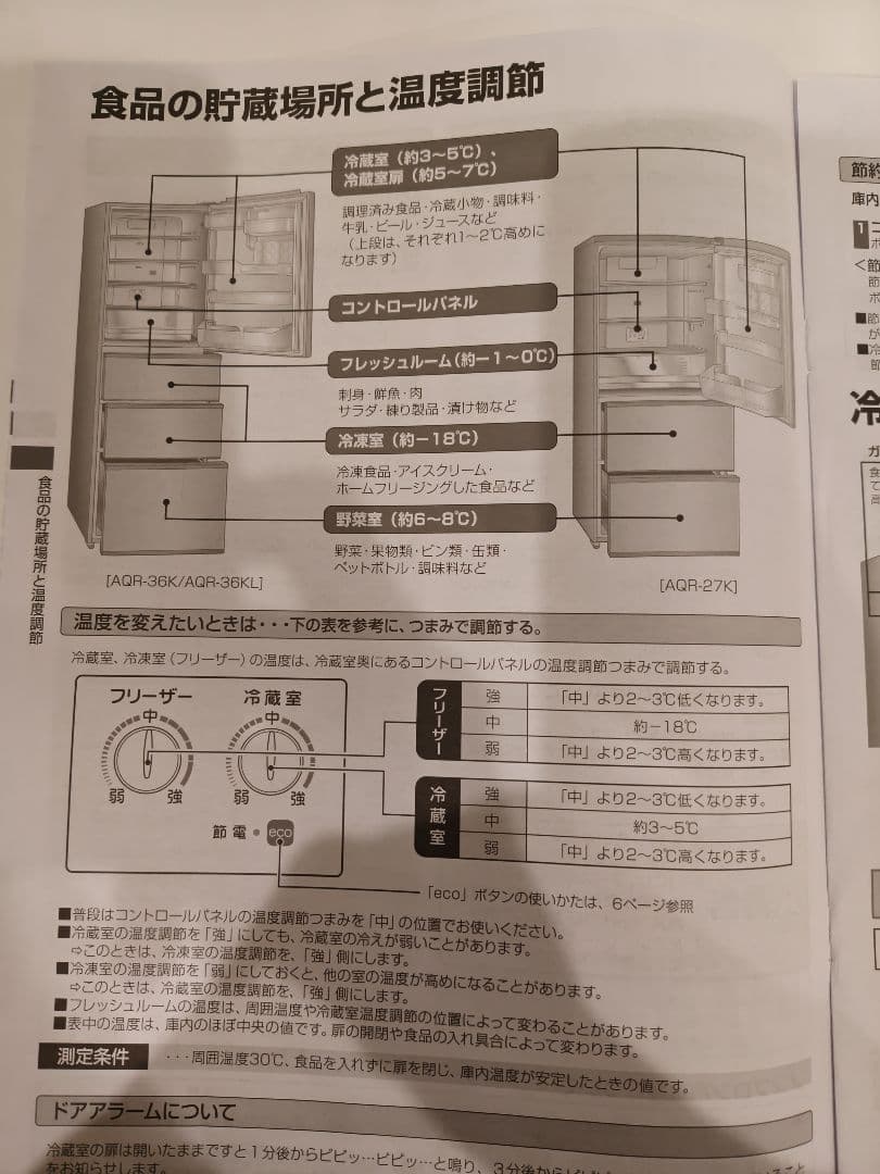 【極美品】AQUA冷凍冷蔵庫 272L 右開き AQR-27K