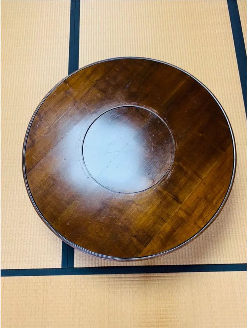 木製円形座卓 中央囲炉裏付き　ちゃぶ台