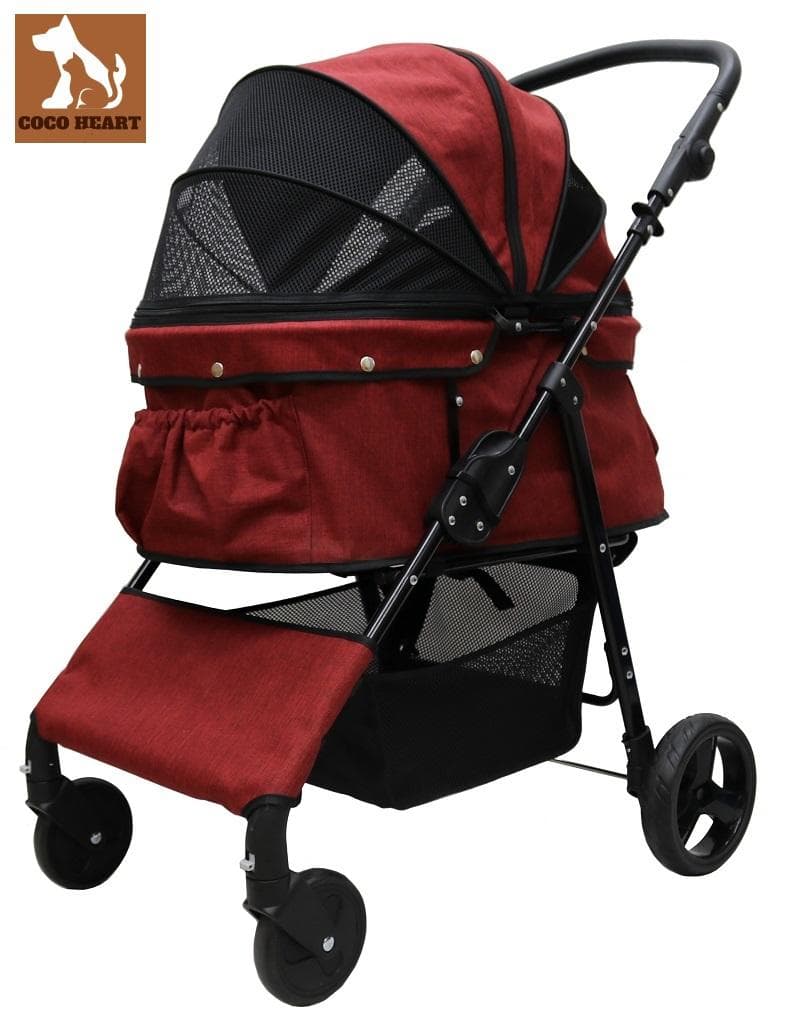 中型犬 多頭 甘えん坊バギーBIG ココハート4輪ペットカート ワイン