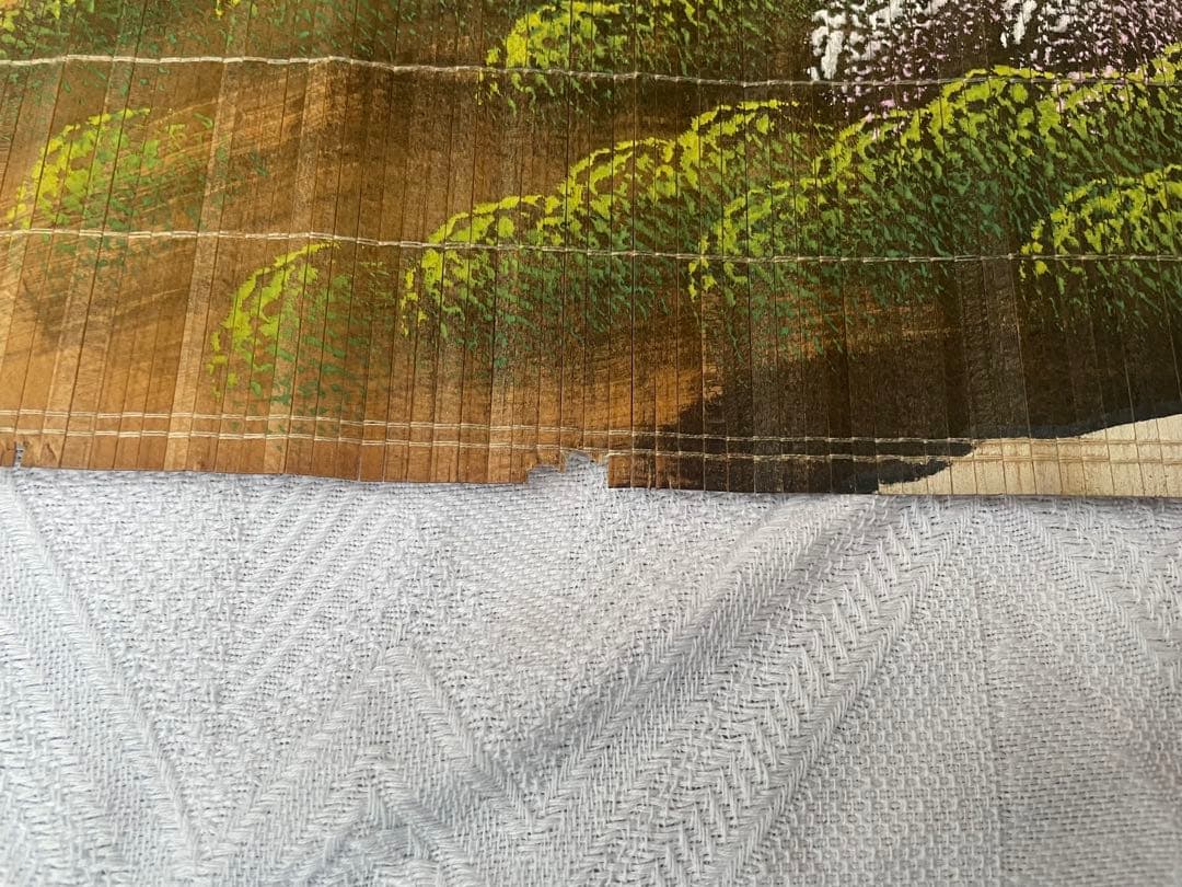 昭和初期　竹製 すだれ絵 壁掛け 和風風景 アンティーク 昭和レトロ　当時物