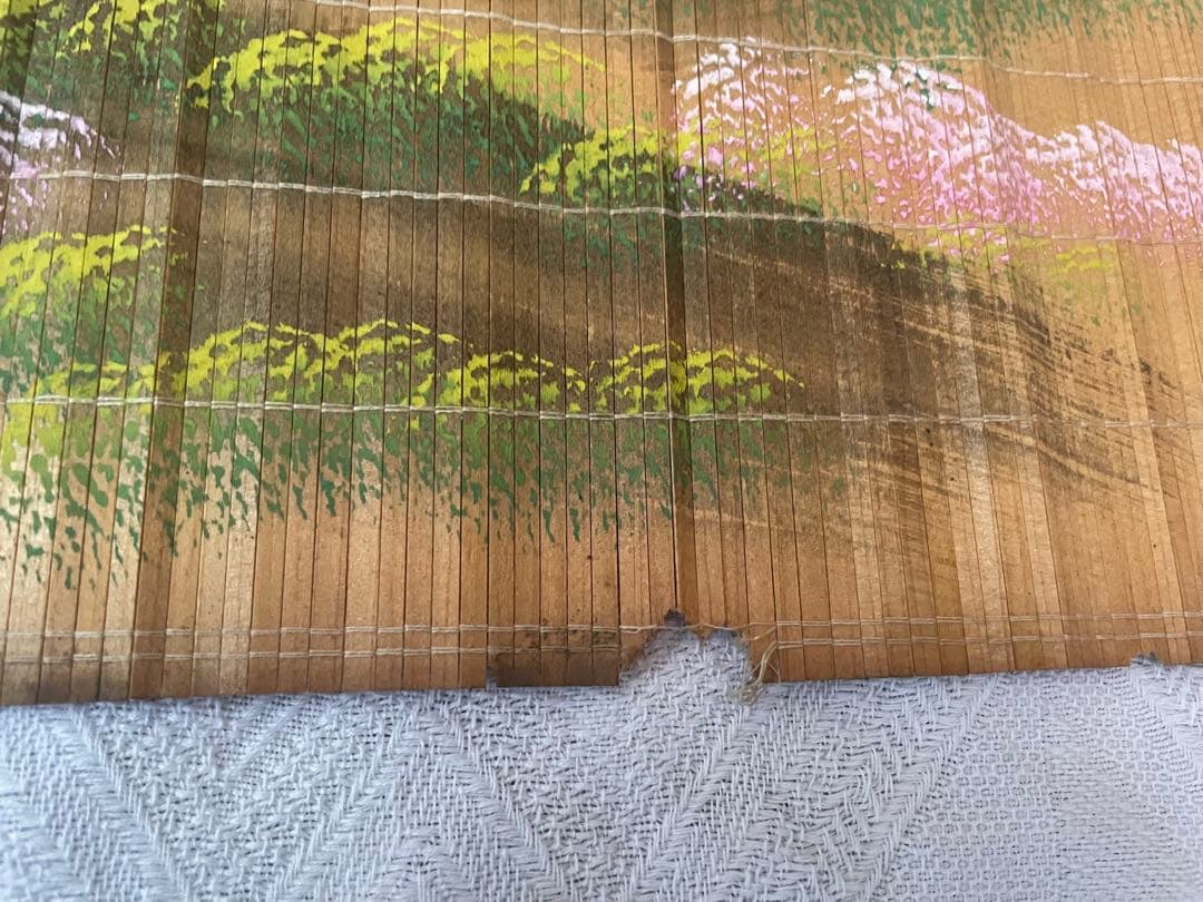 昭和初期　竹製 すだれ絵 壁掛け 和風風景 アンティーク 昭和レトロ　当時物