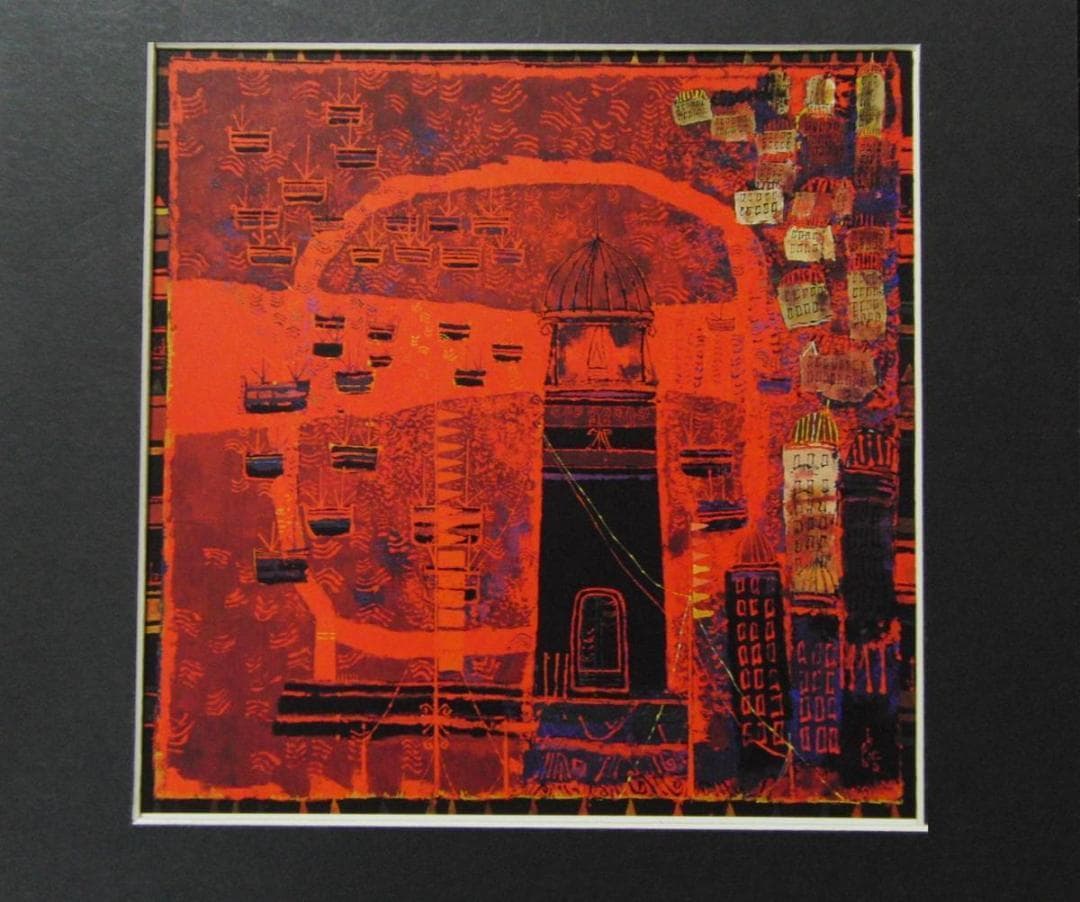 早川義孝、【古代朱の組曲】、希少な画集画、新品高級額・額装付