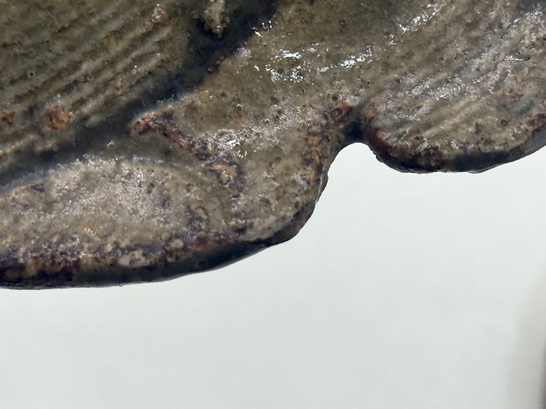 益子焼　坂田甚内作　緑釉蕗葉型皿3点　送料込み250908