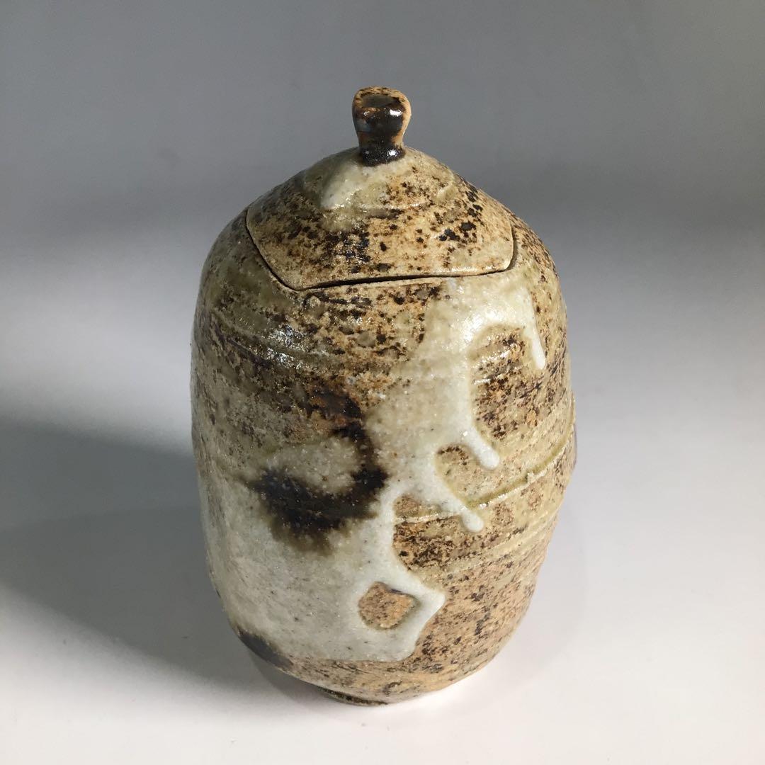 Ｎ４２７　茶器　『川本了生造』『美濃伊賀』『縞葡萄唐草仕覆付』　共箱　茶道具