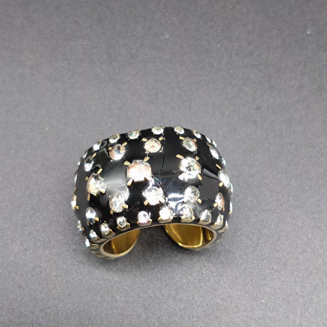 CHANEL 希少リング 12.5号 ココマーク ラインストーン 指輪 袋付 黒