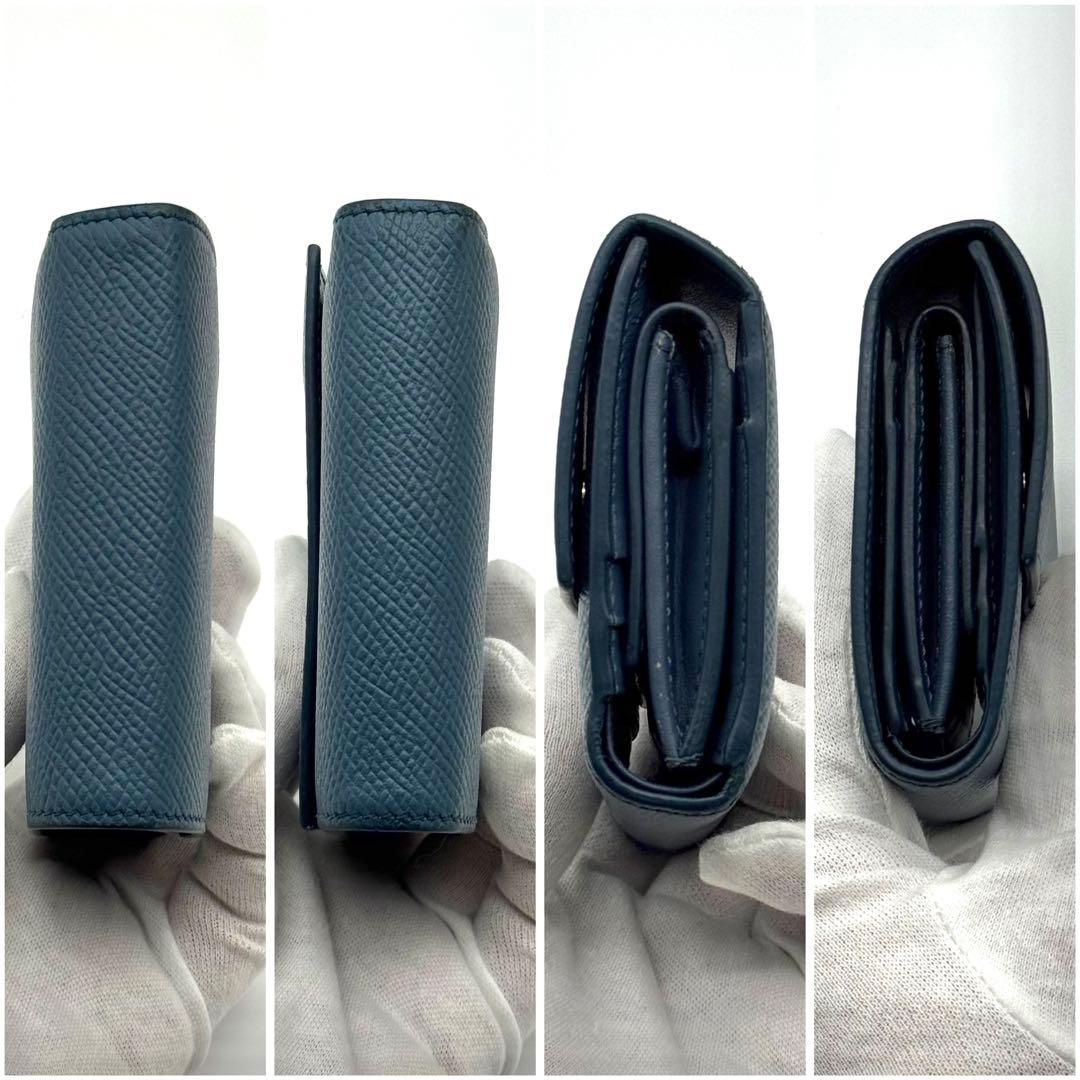 CELINE セリーヌ レザー スモールウォレット 三つ折り財布　ブルー系