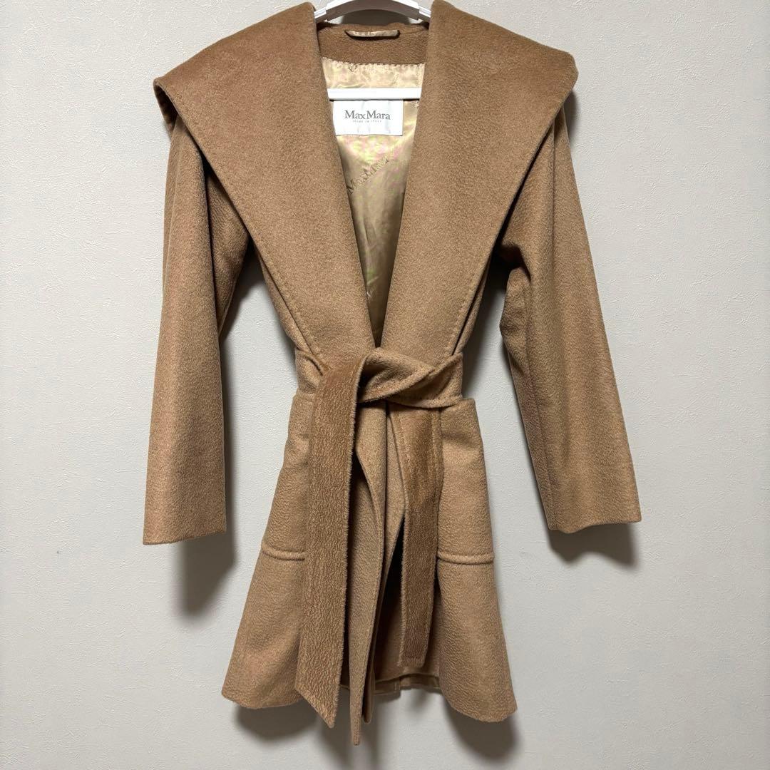 MaxMara コート ベルト付 キャメル100% リアルト 38 ガウンコート